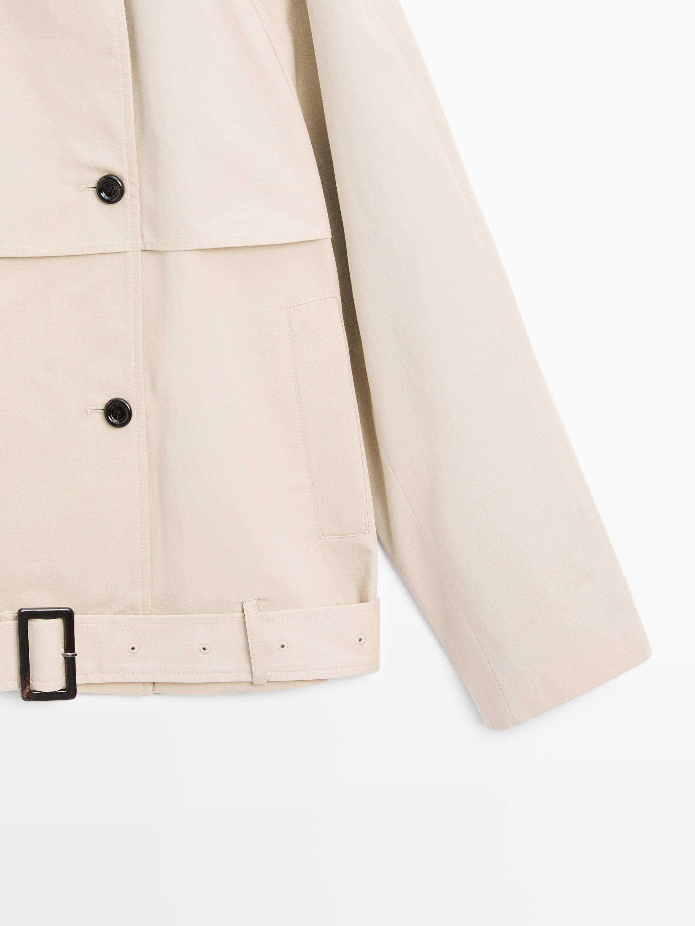 Short trench coat with belt detail
